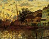 克劳德 莫奈 : The Dike at Zaandam, Evening